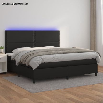 ΚΡΕΒΑΤΙ BOXSPRING ΜΕ ΣΤΡΩΜΑ & LED ΜΑΥΡΟ 200X200 ΕΚ. ΣΥΝΘ. ΔΕΡΜΑ 3135903