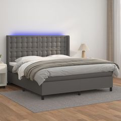 ΚΡΕΒΑΤΙ BOXSPRING ΜΕ ΣΤΡΩΜΑ & LED ΓΚΡΙ 180X200 ΕΚ. ΣΥΝΘ. ΔΕΡΜΑ 3139401