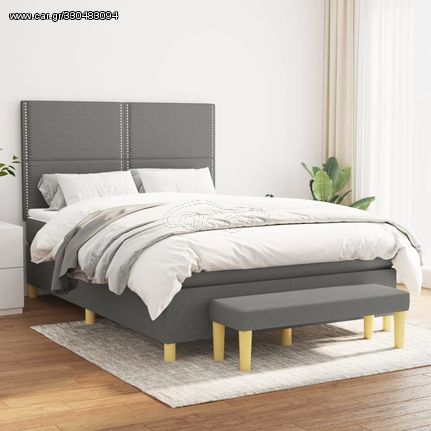 ΚΡΕΒΑΤΙ BOXSPRING ΜΕ ΣΤΡΩΜΑ ΣΚΟΥΡΟ ΓΚΡΙ 140X200 ΕΚ ΥΦΑΣΜΑΤΙΝΟ 3137078