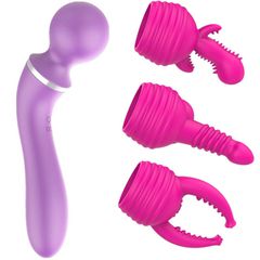 Wand Massager 10 Vibration Modes Pink Purple