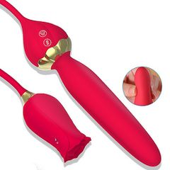 Silicone clit suction Rose with thrusting Wand vibrator-thumb-2