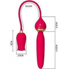Silicone clit suction Rose with thrusting Wand vibrator-thumb-4