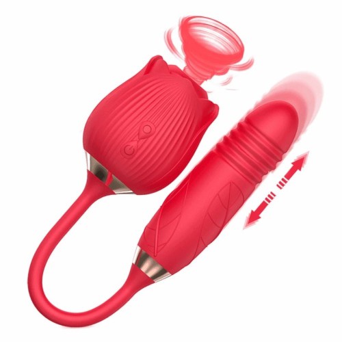 Double Pleasure suction Rose with thrusting bullet 38 cm