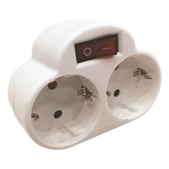 Eurolamp 147-10007 Λευκό Ταφ 2 Θέσεων Σούκο Με Διακόπτη