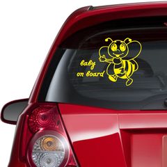 Αυτοκόλλητο αυτοκινήτου - Baby on board 48 Χρώμα Κίτρινο-18cm x 13cm