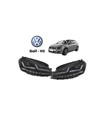 Μπροστινά Φανάρια Set Για Vw Golf VII (7) 12-17 DRL Full Led Halogen Version Black LEDHL103-BK Osram Ledriving