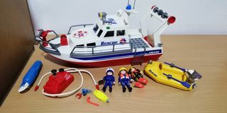 Playmobil Συλλογη Ναυαγοσωστικο Σκαφος, Πυροσβεστικα, περιπολικο, Αστυνομικο τμημα