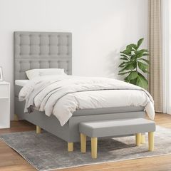 ΚΡΕΒΑΤΙ BOXSPRING ΜΕ ΣΤΡΩΜΑ ΑΝΟΙΧΤΟ ΓΚΡΙ 90X190 ΕΚ. ΥΦΑΣΜΑΤΙΝΟ 3137437