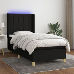 ΚΡΕΒΑΤΙ BOXSPRING ΜΕ ΣΤΡΩΜΑ & LED ΜΑΥΡΟ 90X190 ΕΚ. ΥΦΑΣΜΑΤΙΝΟ 3138999