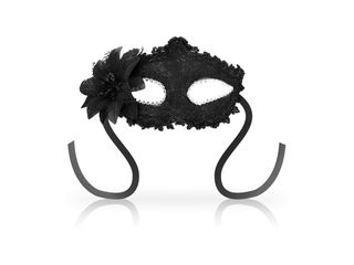 OHMAMA MASKS VENETIAN EYEMASK SIDE FLOWER - BLACK