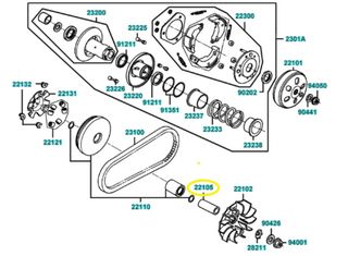 Πείρος Τροχαλίας Βαριατόρ Kymco Like.200i Top Case 2009 - 2015 22105-LGS6-E10