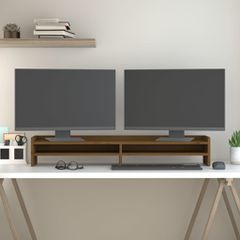 vidaXL Βάση Οθόνης Καφέ Μελί 100 x 24 x 16 εκ. από Μασίφ Ξύλο Πεύκου
