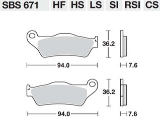 ΤΑΚΑΚΙΑ SBS 671HF FA181 STD FR/RR