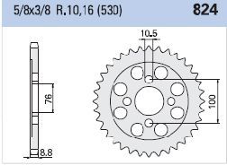 Γρανάζι Κίνησης TEC 824K-Z13 HUSQVARNA/WR250 06,SM450RR 08