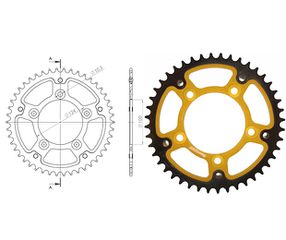 Γρανάζι Τροχού SUPERSPROX/RSτ-743-46T STEALTH  Χρυσό (JT746) DUCATI/SCRAMBLER,MONSTER