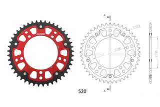 Γρανάζι Τροχού SUPERSPROX/RST-1793-45T STEALTH-Κόκκινο DL650/1000VSTROM,GSX-R600/750(520),GSF1200/1250BANDIT(520),TRIUMPH/865SCRAMBLER,BONNELILLE