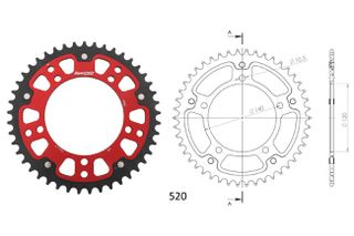 Γρανάζι Τροχού SUPERSPROX/RST-1793-46T STEALTH-Κόκκινο DL650/1000VSTROM,GSX-R600/750(520),GSF1200/1250BANDIT(520),TRIUMPH/865SCRAMBLER,BONNELILLE