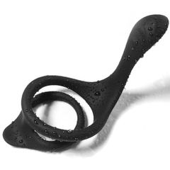 Soft stretchy 3 in 1 Double cock ring with Tainted Teasing Tail-thumb-5