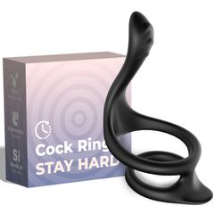 Soft stretchy 3 in 1 Double cock ring with Tainted Teasing Tail-thumb-2
