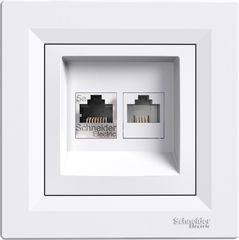 Schneider Electric επιτοίχια πρίζα δικτύου RJ45 & RJ12 Asfora - (EPH4900121)