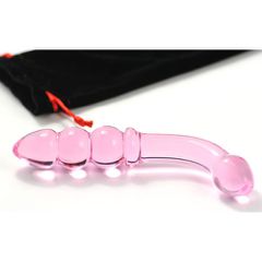 Beaded Glass Anal Slider Dildo PINK 18 x Ø 3 cm