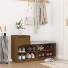 Παπουτσοθήκη Καφέ Μελί 110 x 34 x 61 εκ. από Μασίφ Ξύλο Πεύκου 814452