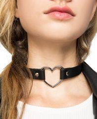 Leather Choker Heart Ecological Leather
