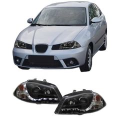 Μπροστινά Φανάρια Set Για Seat Ibiza 6L 02-08 DRL Μαύρα H1/H1 Junyan AutoEuro