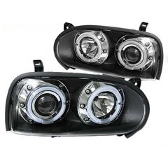 Μπροστινά Φανάρια Set Για Vw Golf 3 92-98 Angel Eyes Μαύρα H1/H1 JunYan AutoEuro