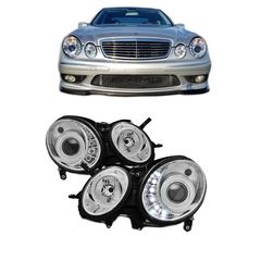 Μπροστινά Φανάρια Set Για Mercedes-Benz E-Class W211 02-06 DRL H7/H7 Chrome Με Μοτέρ Sonar AutoEuro