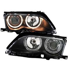 Μπροστινά Φανάρια Set Για Bmw 3 E46 Sedan/Caravan 01-05 Angel Eyes Μαύρα H7/H7 Με Μοτέρ Depo AutoEuro