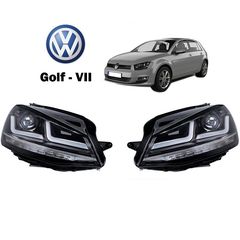 Μπροστινά Φανάρια Set Για Vw Golf VII (7) 12-17 DRL Full Led Halogen Version Black/Chrome LEDHL103-CM Osram Ledriving Osram Ledriving AutoEuro