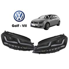 Μπροστινά Φανάρια Set Για Vw Golf VII (7) 12-17 DRL Full Led Halogen Version Black LEDHL103-BK Osram Ledriving AutoEuro