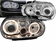 Μπροστινά Φανάρια Set Για Vw Golf IV (4) 97-03 Angel Eyes Χρωμίου H7/H7/H3 Depo AutoEuro