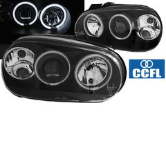 Μπροστινά Φανάρια Set Για Vw Golf IV (4) 97-03 ccfl Angel Eyes Μαύρα H7/H1/H3  Sonar AutoEuro