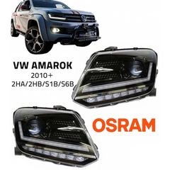 Μπροστινά Φανάρια Set Για Vw Amarok 2010+ DRL Full Led Halogen Version Μαύρα LEDHL107-BK OsramLedriving AutoEuro