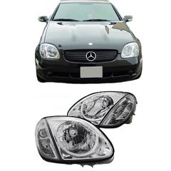 Μπροστινά Φανάρια Set Για Mercedes-Benz SLK R170 96-04 Χρωμίου H4 Ρύθμιση Αέρος Depo AutoEuro