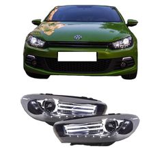 Μπροστινά Φανάρια Set Για Vw Scirocco 08-14 DRL Shark Look Μαύρα H7 Με Μοτέρ Depo AutoEuro