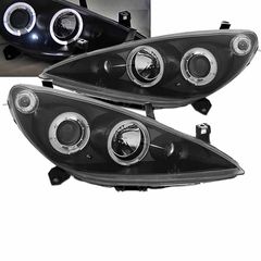 Μπροστινά Φανάρια Set Για Peugeot 307 01-05 Angel Eyes & Led Μαύρα H1/H1/H1 Manual Sonar AutoEuro