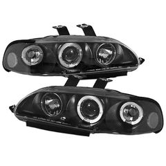 Μπροστινά Φανάρια Set Για Honda Civic 91-95 4D Angel Eyes & Led Μαύρα H1/H1 Manual Sonar AutoEuro