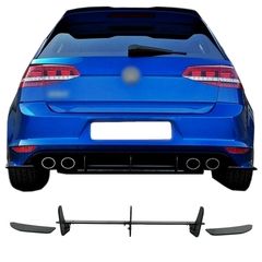 Diffuser Πίσω Προφυλακτήρα Για VW Golf VII (7) 13-17 Για R Έκδοση Mat Black 3 Bars & 2 Side Splitters Από Πλαστικό 3 Τεμάχια AutoEuro