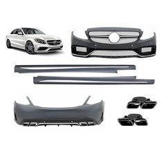 Body Kit Για Mercedes-Benz C-Class W205 14-18 Sedan Amg C63 Look Με Μάσκα & Μπούκες AutoEuro