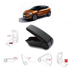 Κονσόλα Χειροφρένου Τεμπέλης Armster OE1 Με Usb Για Renault Clio 2019+ / Captur 2019+ Χωρίς Εργοστασιακό Τεμπέλη Μαύρο Χρώμα AutoEuro