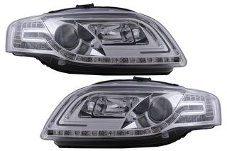 ΦΑΝΑΡΙΑ ΕΜΠΡΟΣ C LED Tube Light Headlights Audi A4 B7 (11.2004-03.2008) Chrome