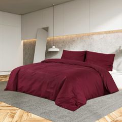 Σετ Παπλωματοθήκης Μπορντό 200x220 εκ. Βαμβακερό 136185