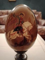 Αυγό ξυλινο Άγιος Γεώργιος ζωγραφιστό