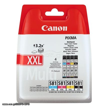 Μελάνι εκτυπωτή Canon CLI-581 XXL Multipack Black/Cyan/Magenta/Yellow 1998C005 (Multipack)