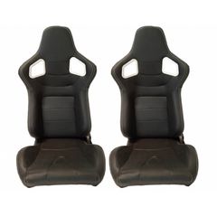 Καθίσματα Bucket RS Δερματίνη Μαύρο Με Άσπρες Ραφές Ζευγάρι 2 Τεμαχίων