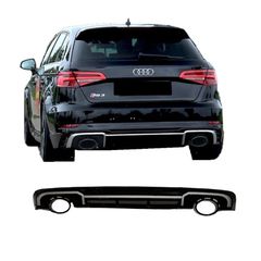 Diffuser Πίσω Προφυλακτήρα Για Audi A3 8V 16-18 Hatchback RS3 Look Για Standard Προφυλακτήρα Με Μπούκες Από Abs Πλαστικό