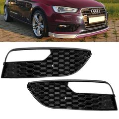 Δίχτυ Προφυλακτήρα Εμπρός Πλαινό Για Audi A3 8V 13-15 RS Look Γυαλιστερό Μαύρο Αριστερό & Δεξί 2 Τεμάχια